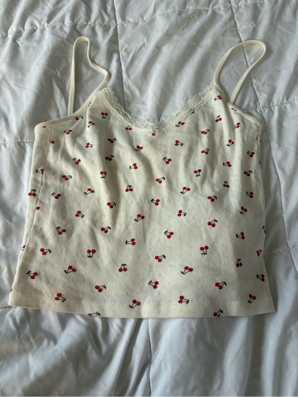 Brandy Melville Cream Cherry-Print Sleep set - Picture 2 of 9